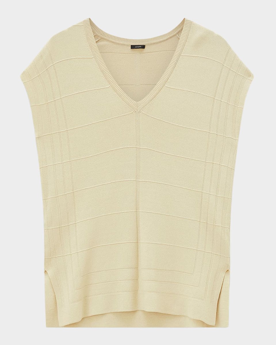 Cap-Sleeve Grid Knit Top
